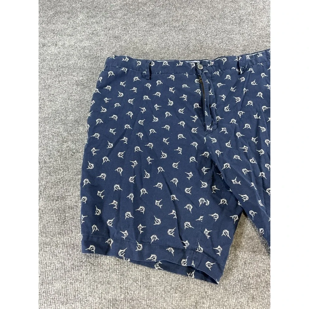 Polo Ralph Lauren Shorts 42 Navy Blue Fish Print Cotton Casual Summer Beach Prep